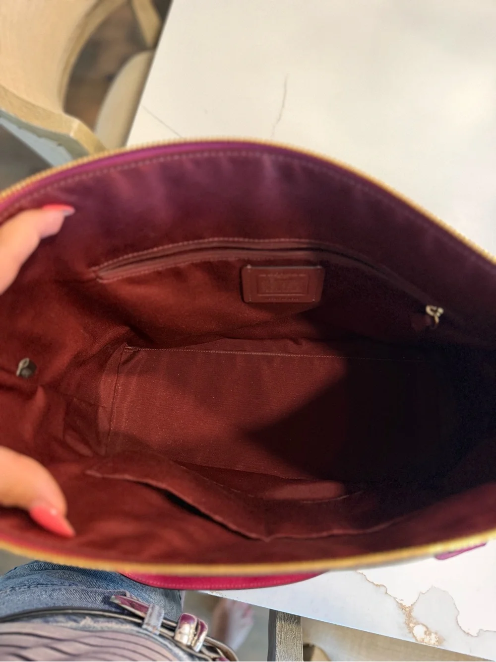 Coach Raspberry Pink Leather Tote with Gold Hardware